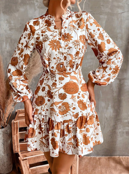 Margaret Ruffle Hem Floral Mini Dress - Fashion Pov