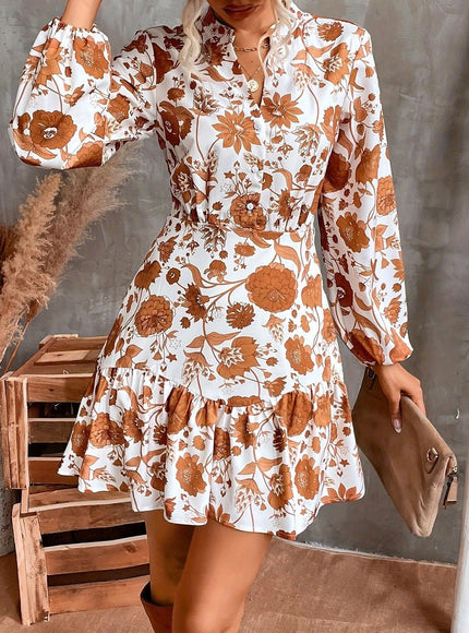Margaret Ruffle Hem Floral Mini Dress - Fashion Pov