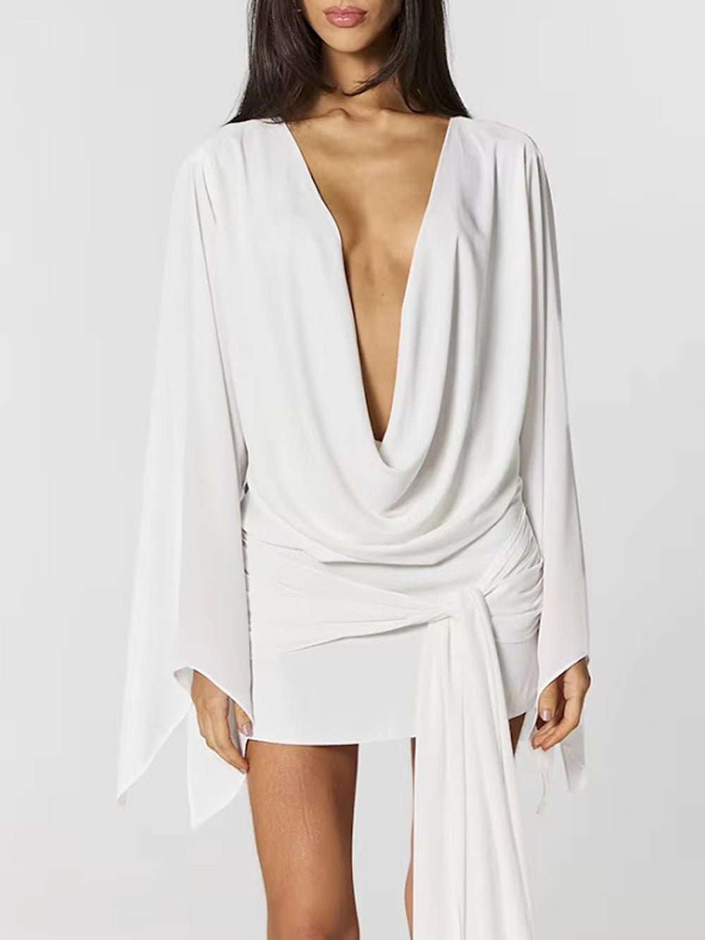 Margot Draped Open Back Mini Dress - Fashion Pov