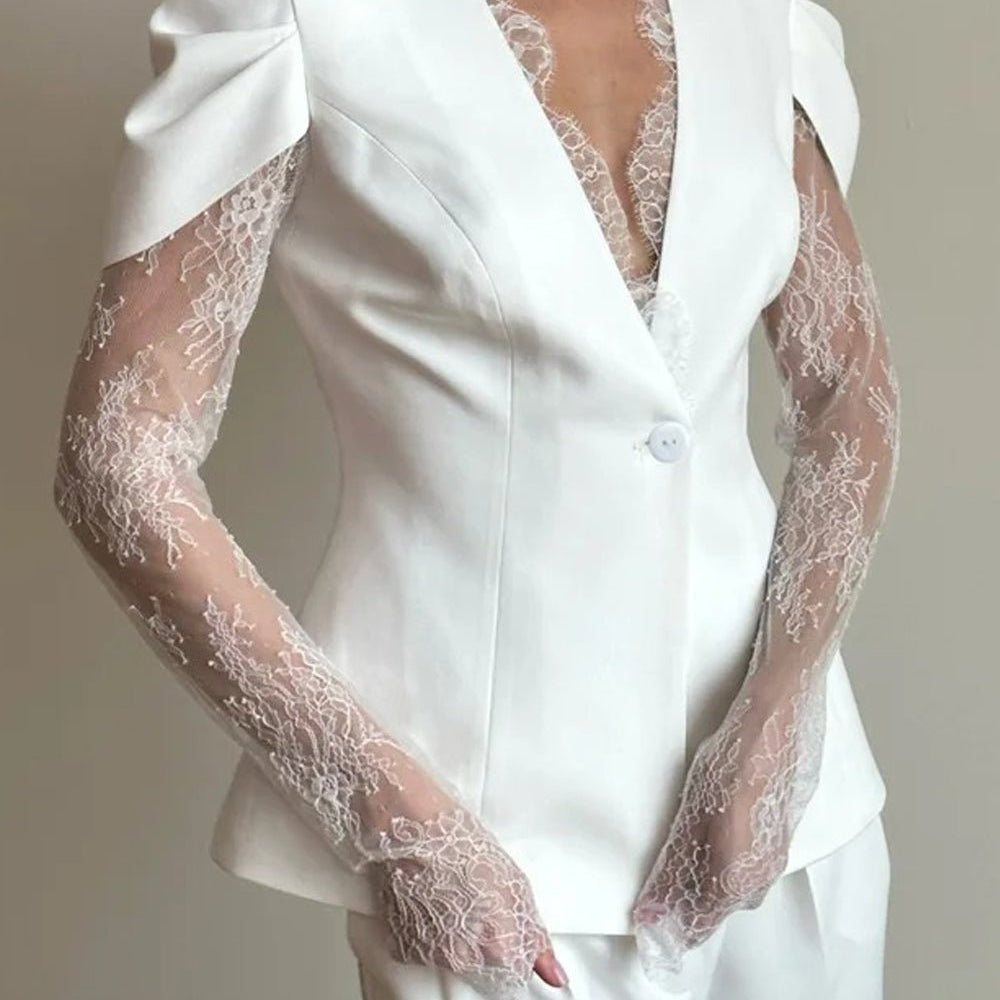 Margot Lace Blazer Pants Set - Fashion Pov