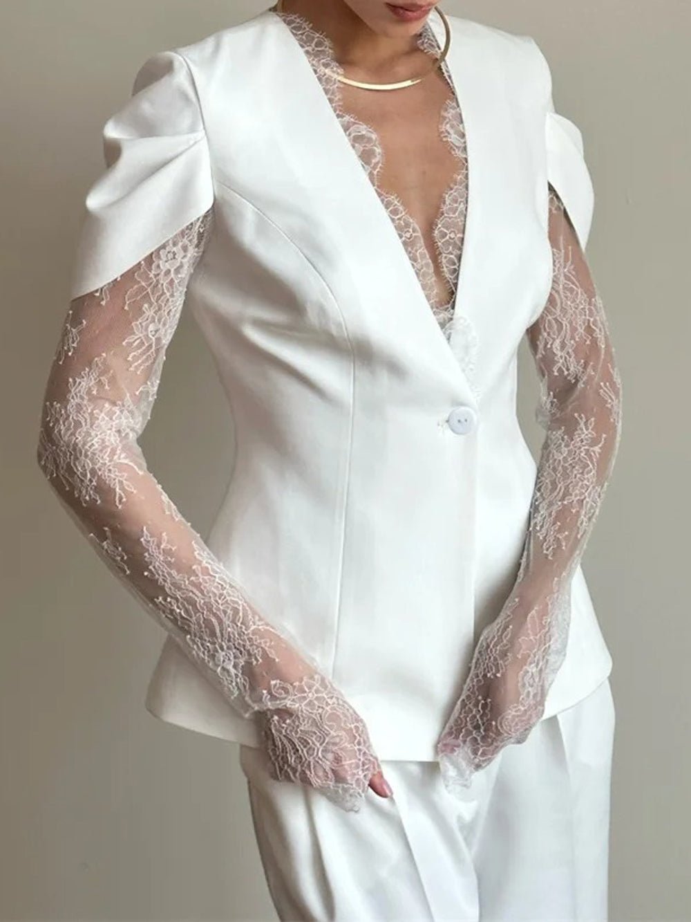 Margot Lace Blazer Pants Set - Fashion Pov