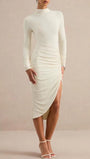 Margot Ruched Turtleneck Midi Dress - Fashion Pov