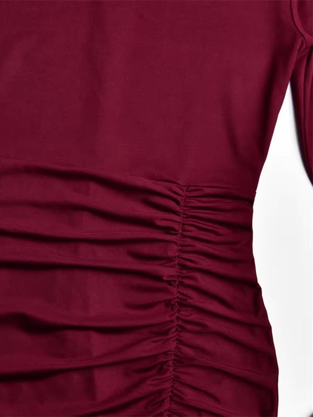 Margot Ruched Turtleneck Midi Dress - Fashion Pov
