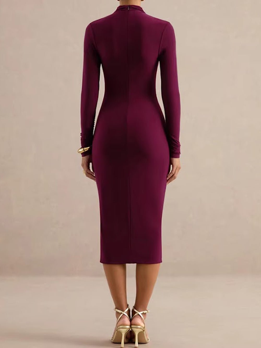 Margot Ruched Turtleneck Midi Dress - Fashion Pov