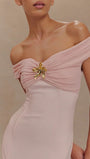 Marielle Off - Shoulder Pleated Maxi Dress - Fashion Pov