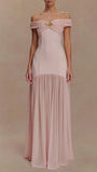 Marielle Off - Shoulder Pleated Maxi Dress - Fashion Pov