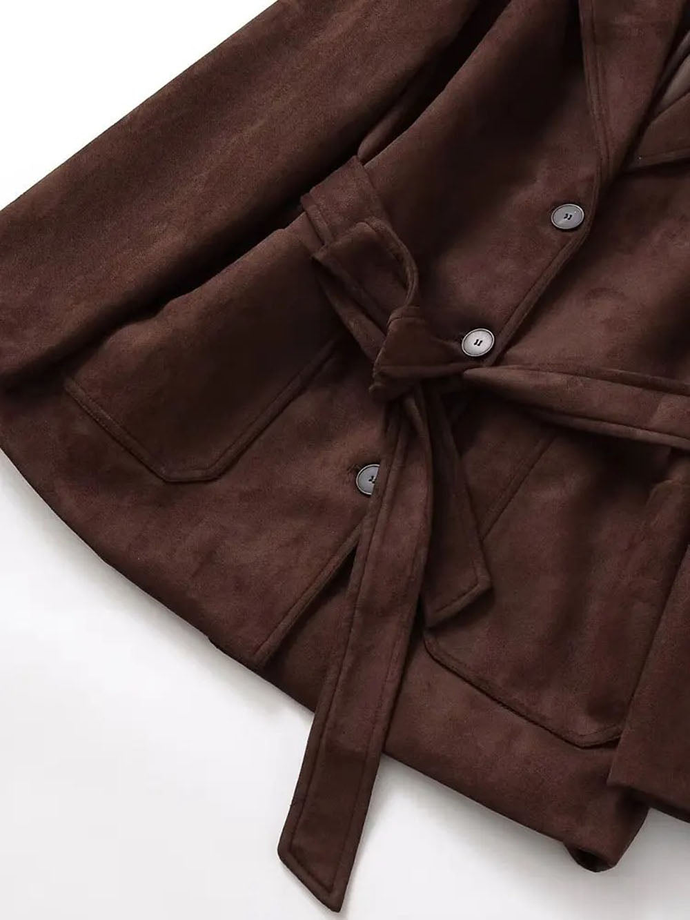 Marina Belted Faux Suede Jacket - Fashion Pov