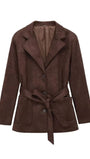Marina Belted Faux Suede Jacket - Fashion Pov