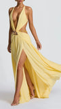 Marina Deep V Buckle Maxi Dress - Fashion Pov