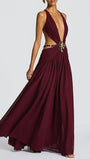 Marina Deep V Buckle Maxi Dress - Fashion Pov
