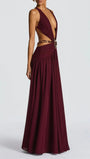 Marina Deep V Buckle Maxi Dress - Fashion Pov