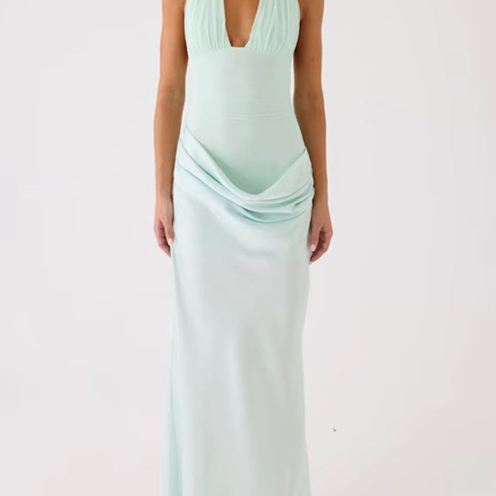 Marina Plunge Halter Maxi Dress - Fashion Pov