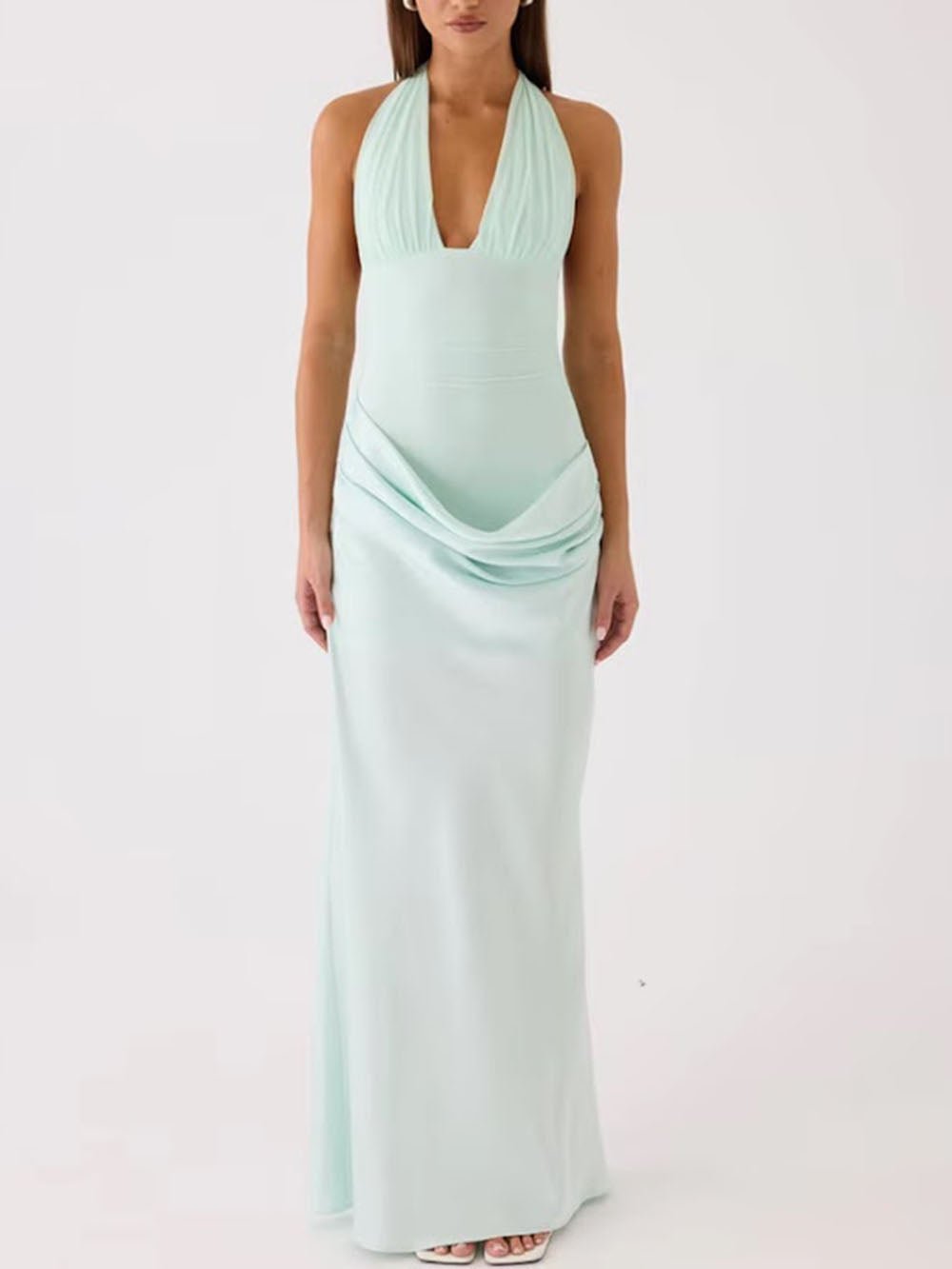 Marina Plunge Halter Maxi Dress - Fashion Pov