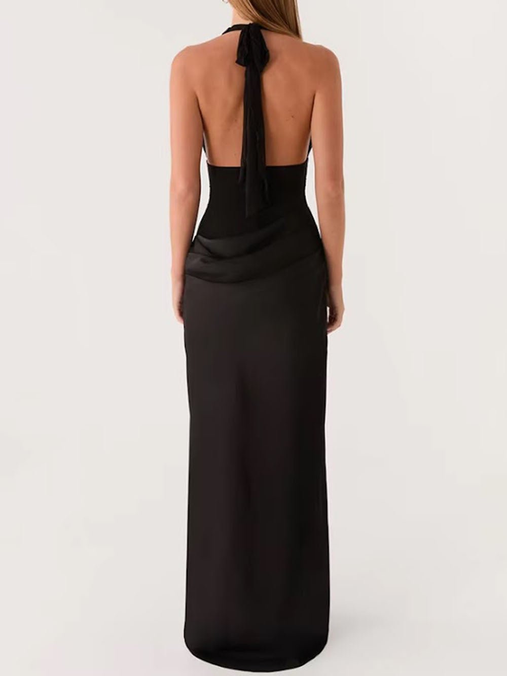 Marina Plunge Halter Maxi Dress - Fashion Pov