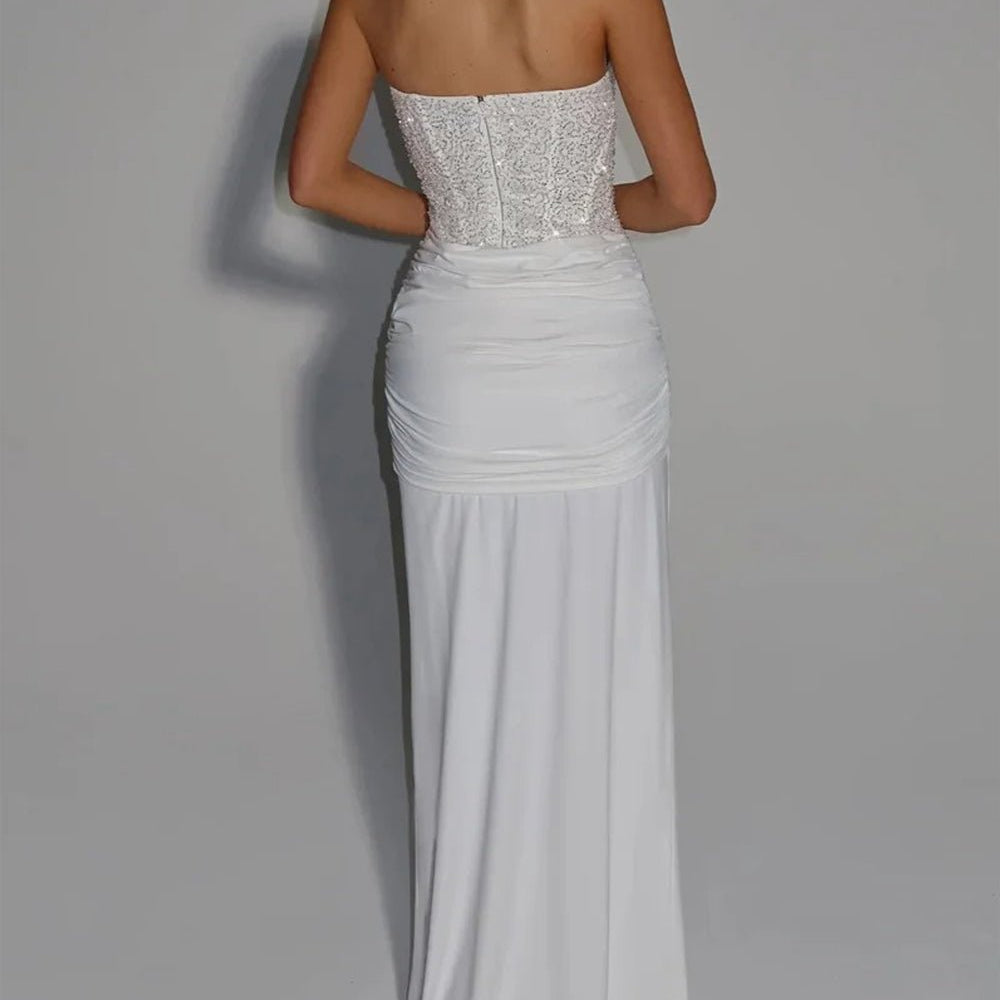 Marina Sparkle Draped Evening Gown - Fashion Pov