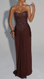 Marina Sparkle Draped Evening Gown - Fashion Pov
