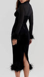 Mary Backless Bodycon Feather Midi Dress - Fashion Pov