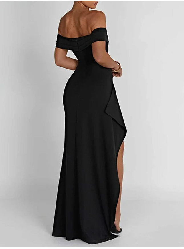 Millie Off Shoulder Ruffled Split Maxi Dress - Fashion Pov