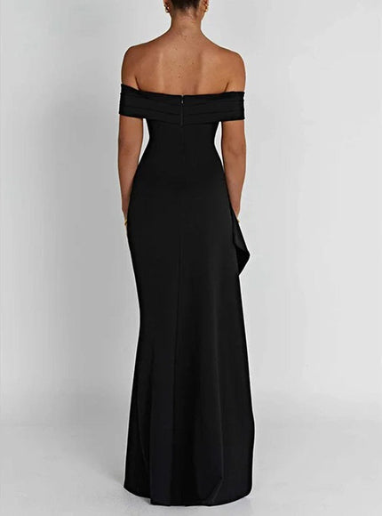 Millie Off Shoulder Ruffled Split Maxi Dress - Fashion Pov