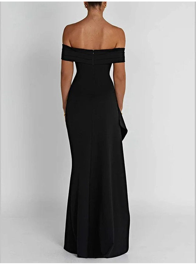 Millie Off Shoulder Ruffled Split Maxi Dress - Fashion Pov