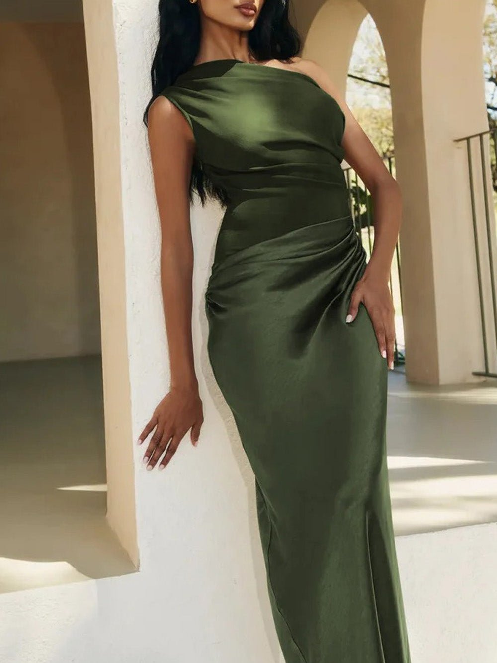 Mirabelle Satin One - Shoulder Gown - Fashion Pov