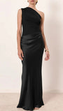 Mirabelle Satin One - Shoulder Gown - Fashion Pov
