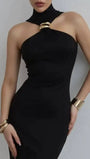 Nadia Asymmetric Halter Midi Dress - Fashion Pov