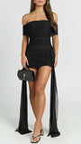 Nadia Draped Off - Shoulder Mini Dress - Fashion Pov