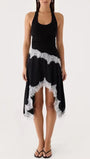 Nadia Lace Trim Asymmetric Midi Dress - Fashion Pov