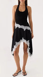 Nadia Lace Trim Asymmetric Midi Dress - Fashion Pov