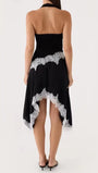 Nadia Lace Trim Asymmetric Midi Dress - Fashion Pov
