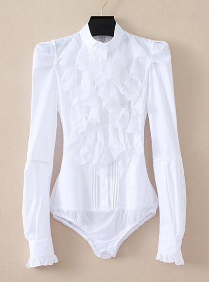 Natalie Ruffles Bodysuit Shirt - Fashion Pov