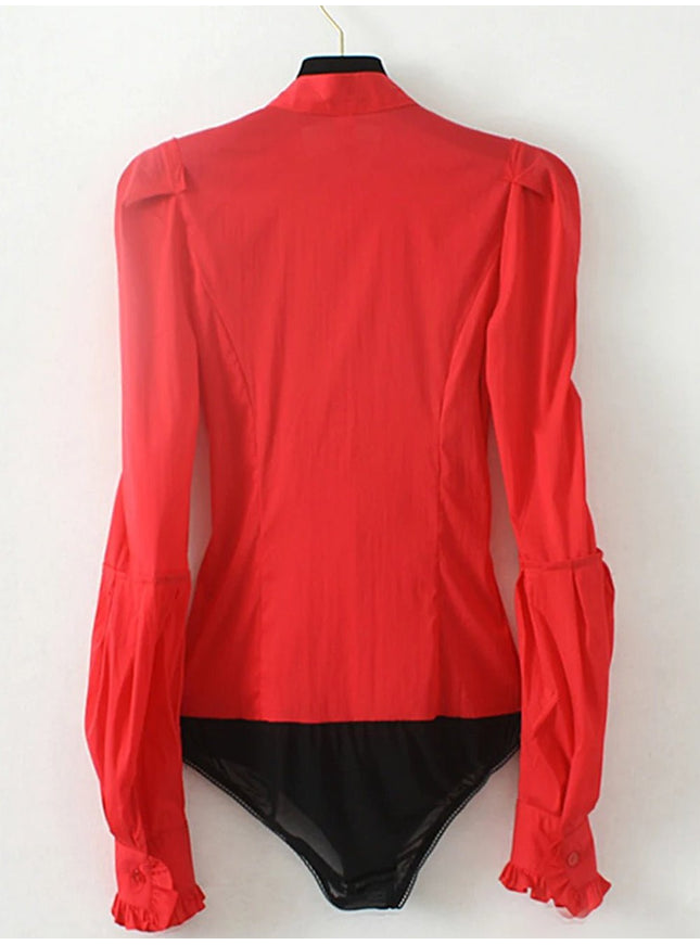 Natalie Ruffles Bodysuit Shirt - Fashion Pov