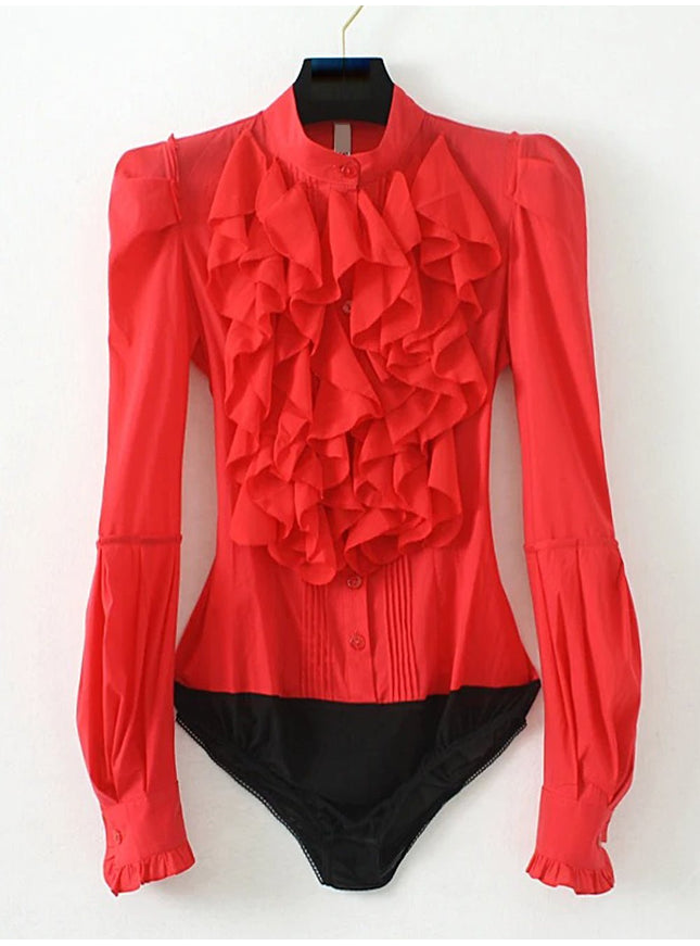 Natalie Ruffles Bodysuit Shirt - Fashion Pov