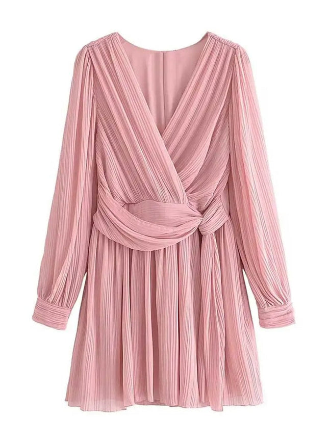 Nicole Knot Pleated Mini Dress - Fashion Pov