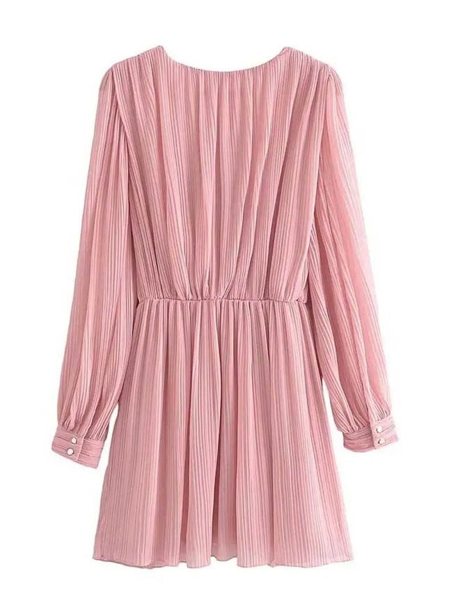 Nicole Knot Pleated Mini Dress - Fashion Pov