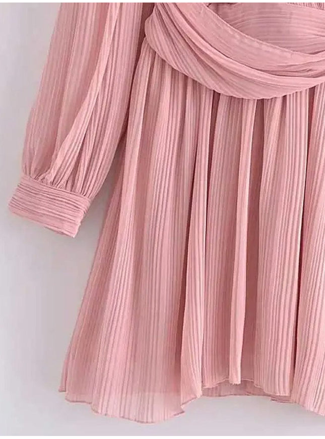 Nicole Knot Pleated Mini Dress - Fashion Pov