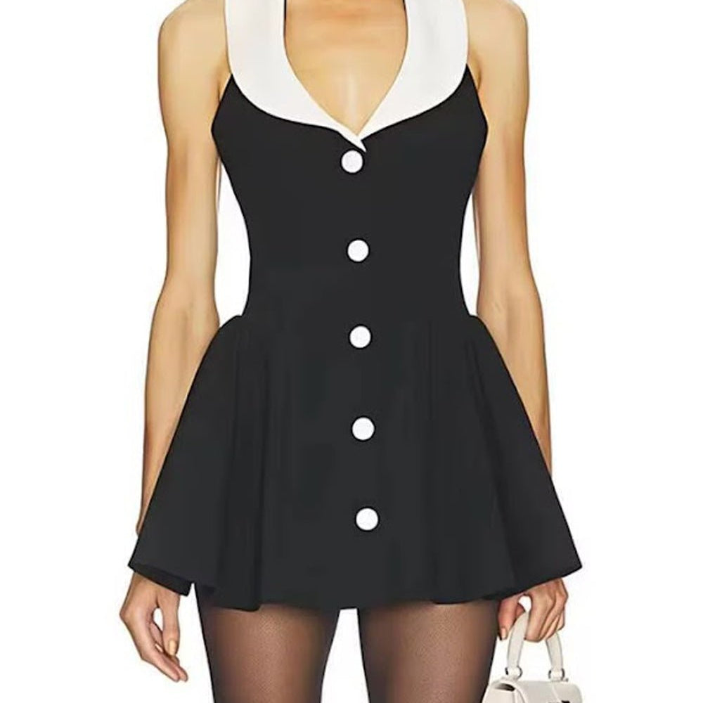Noelle Contrast Halter Mini Dress - Fashion Pov