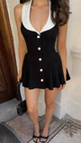 Noelle Contrast Halter Mini Dress - Fashion Pov