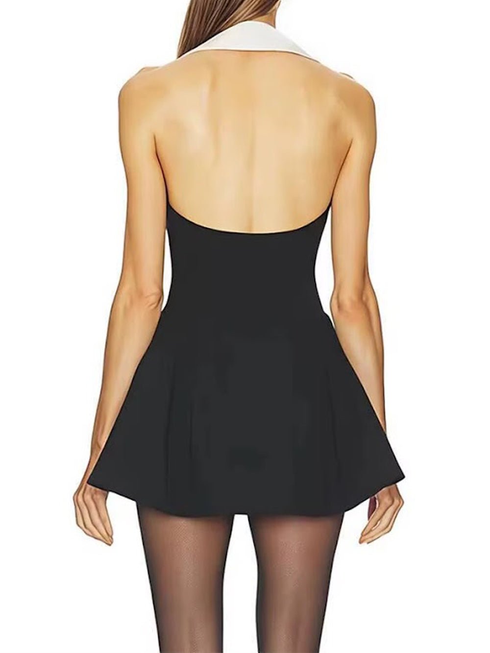 Noelle Contrast Halter Mini Dress - Fashion Pov