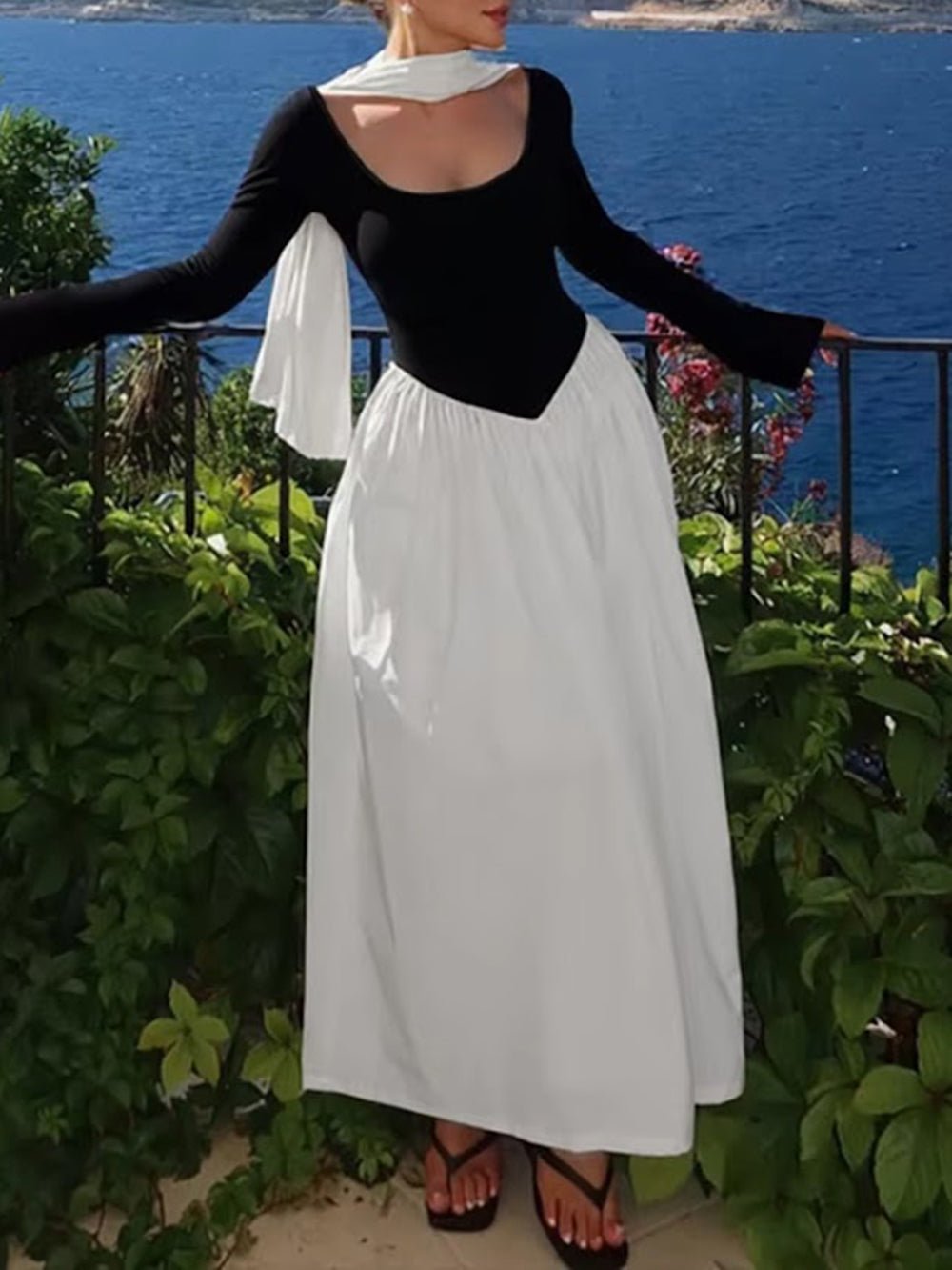 Noelle Contrast Scarf Bodysuit - Fashion Pov
