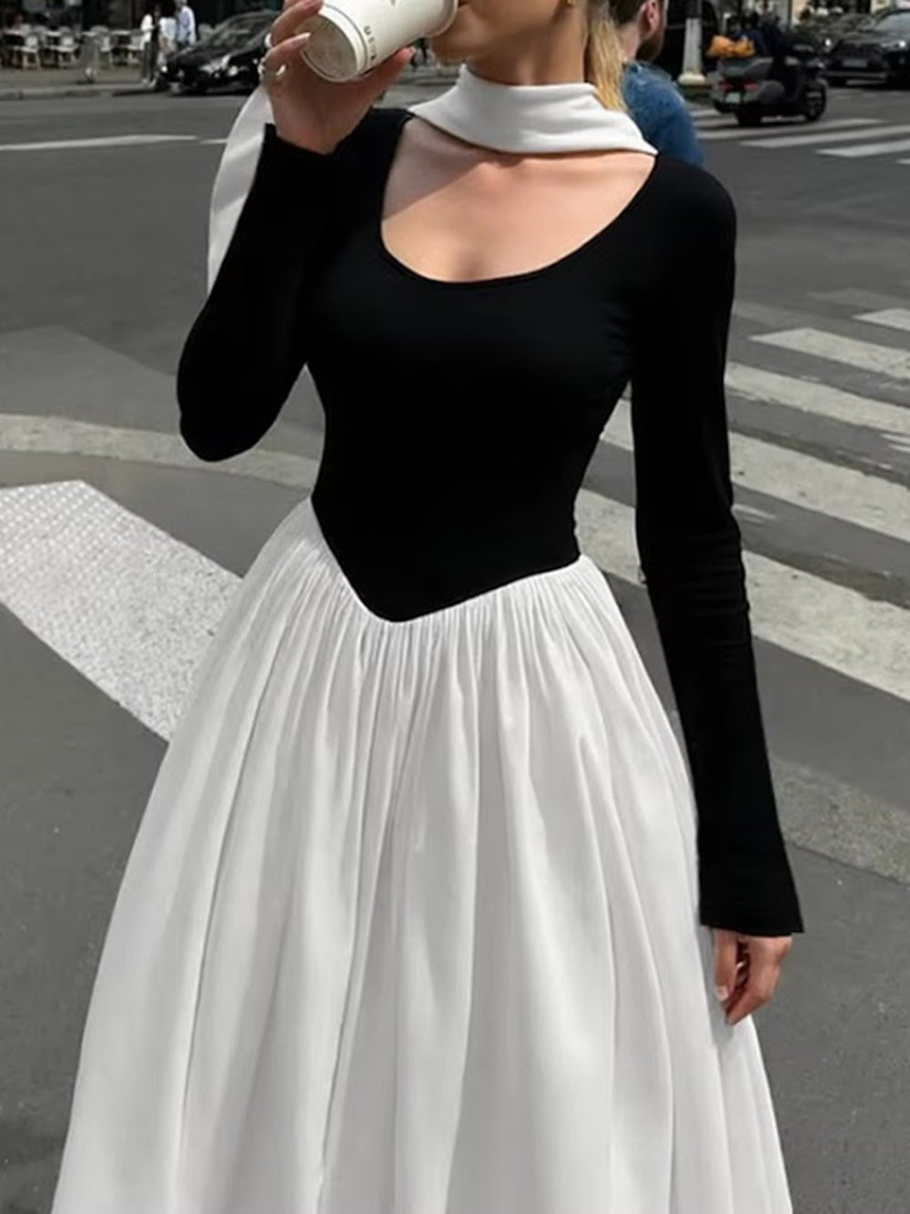 Noelle Contrast Scarf Bodysuit - Fashion Pov