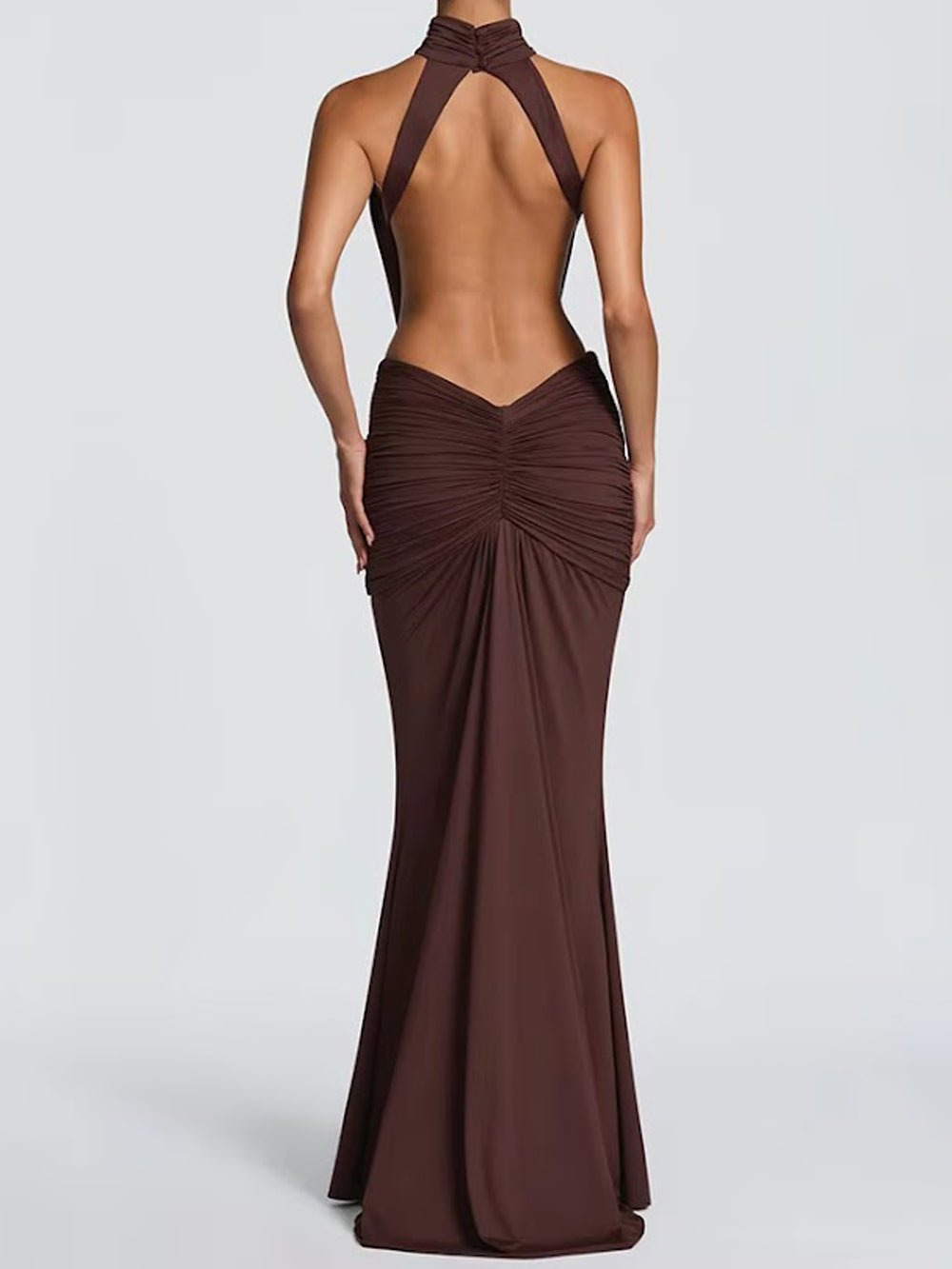 Noelle Cutout Halter Gown Dress - Fashion Pov