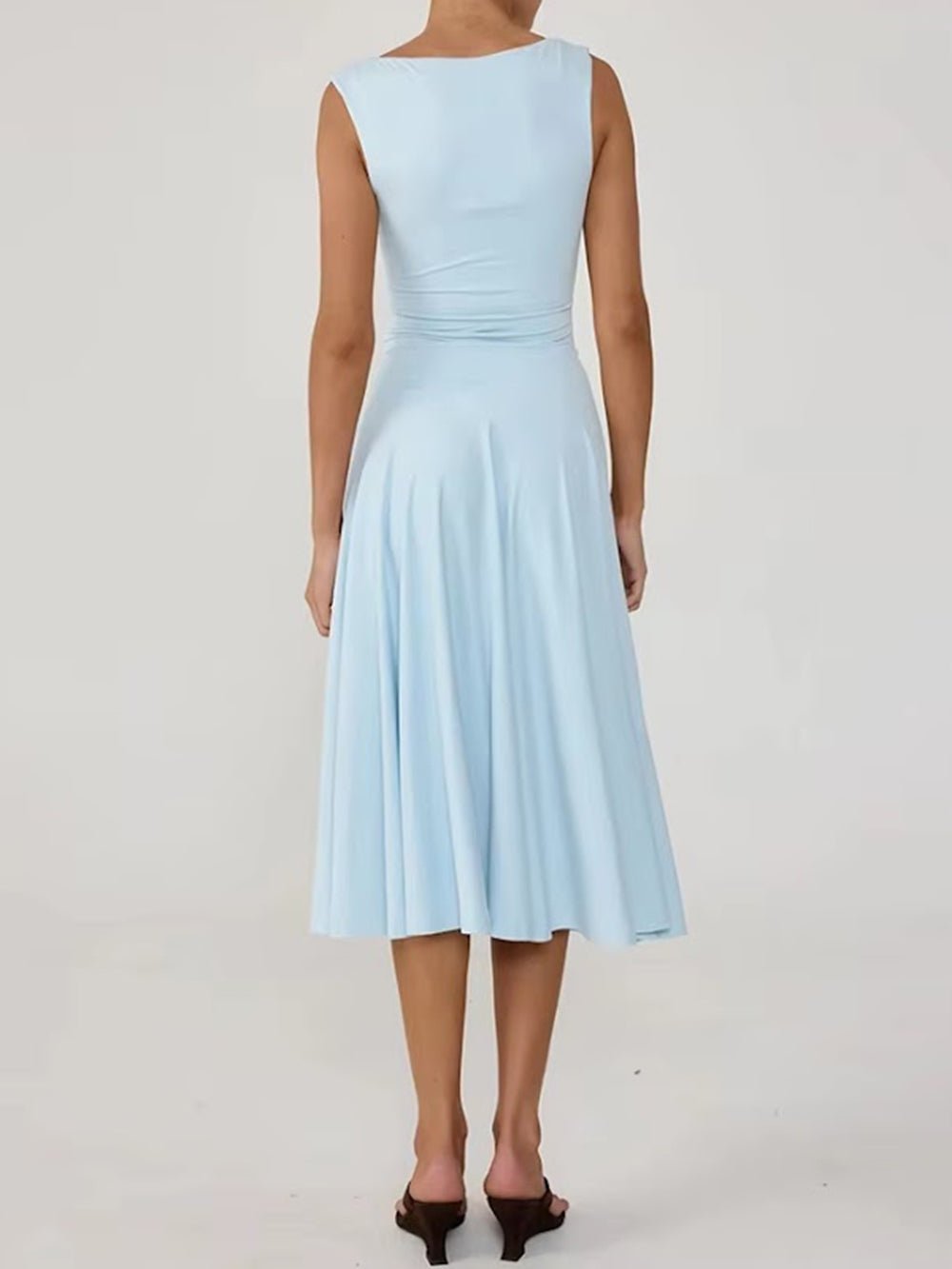 Noelle Ruched Wrap Midi Dress - Fashion Pov