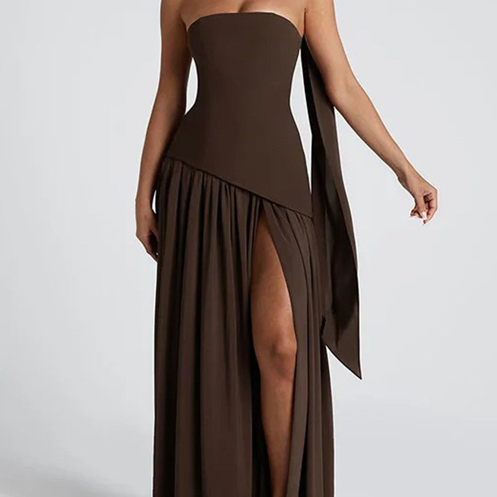 Noelle Strapless Split Maxi Dress - Fashion Pov