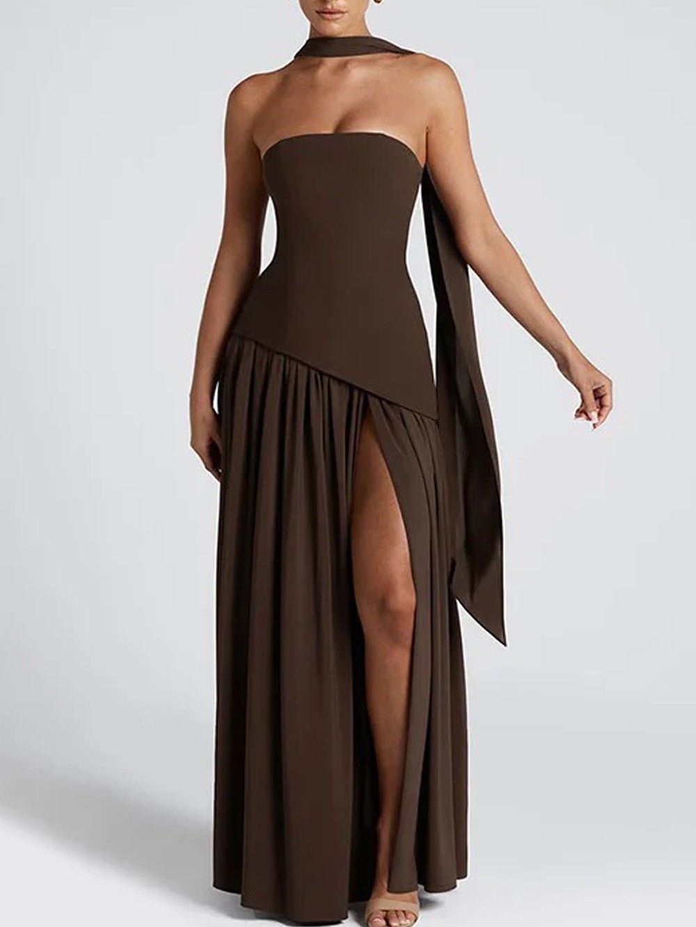 Noelle Strapless Split Maxi Dress - Fashion Pov