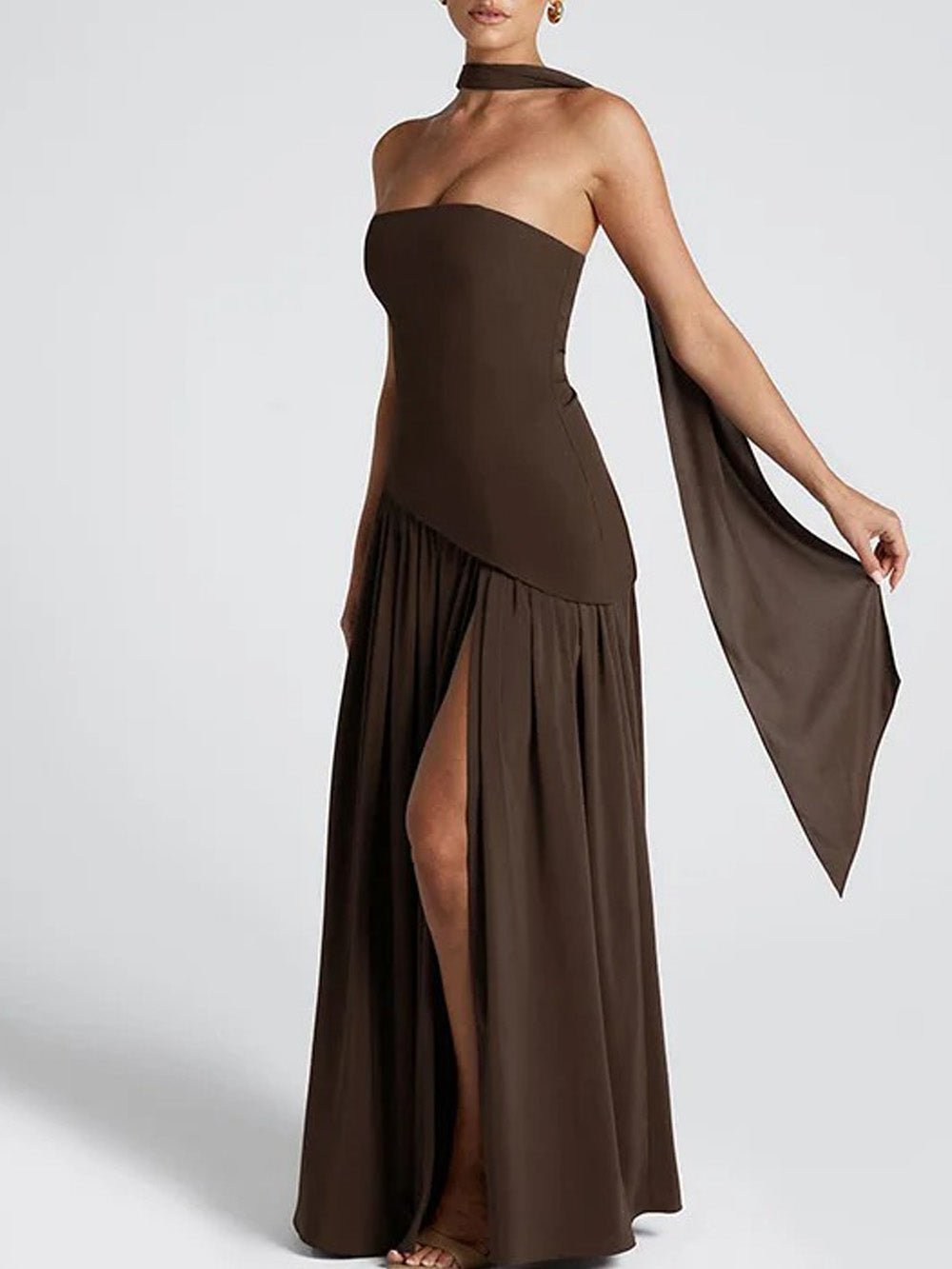 Noelle Strapless Split Maxi Dress - Fashion Pov