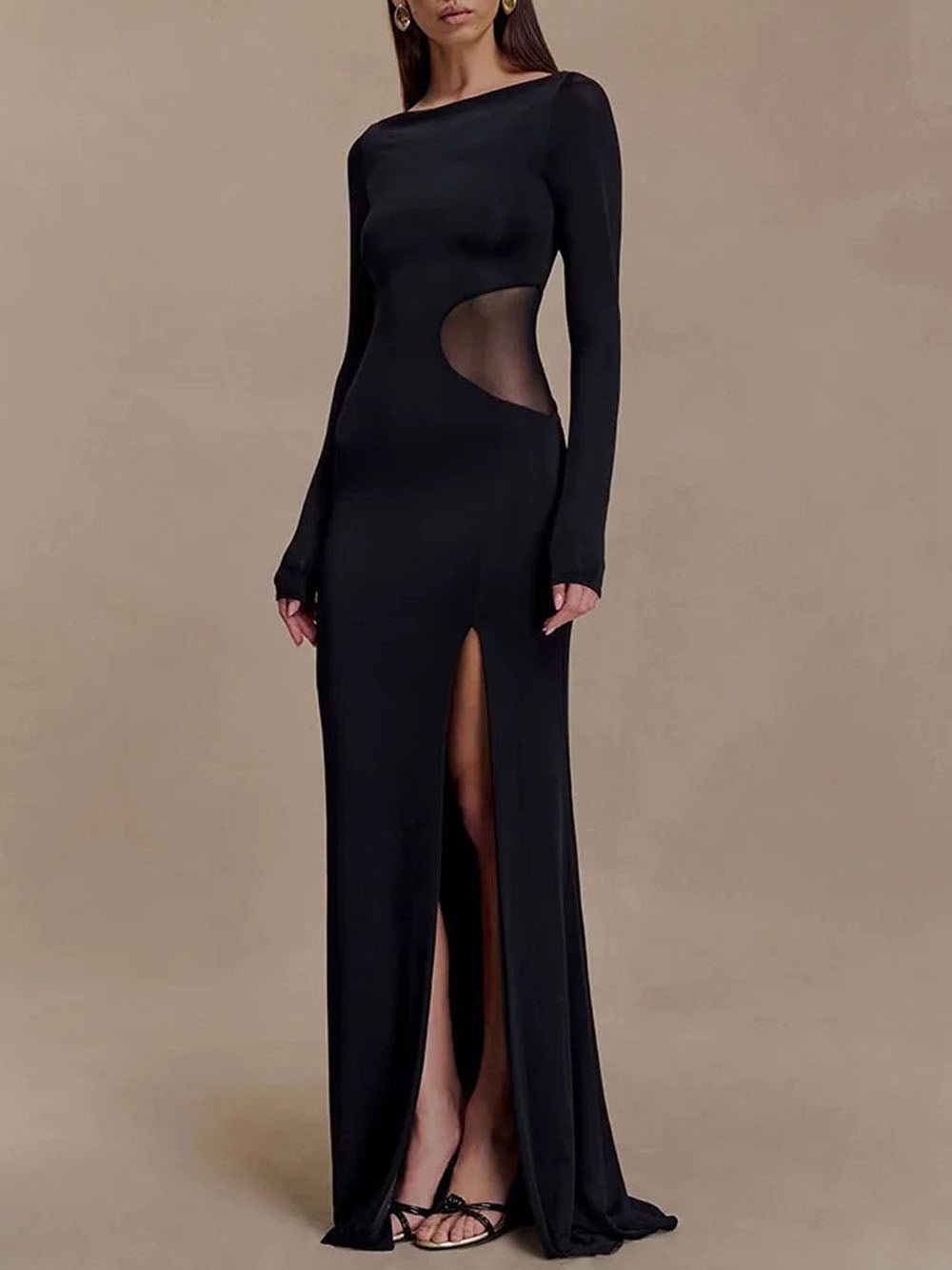 Noemi Mesh Cutout Split Maxi Dress - Fashion Pov