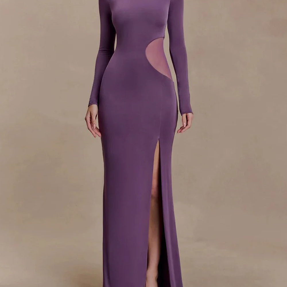 Noemi Mesh Cutout Split Maxi Dress - Fashion Pov