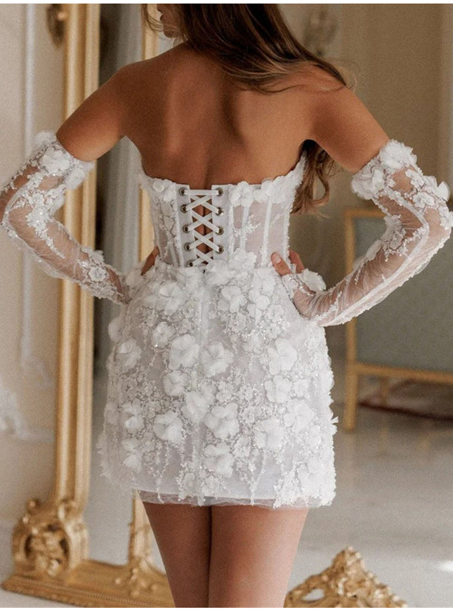 Nora Wedding Bead Mini Dress - Fashion Pov